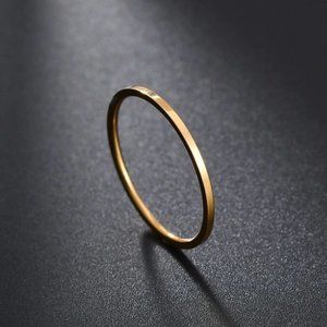 Jewelry ring band stackable thin 1.2mm titanium yellow gold tone polished new